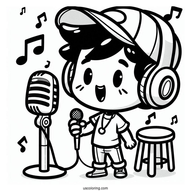 Sing Coloring Page Of Easy Johnny With Earphones On
