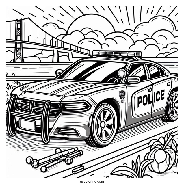 Highway Patrol Police Car To Color