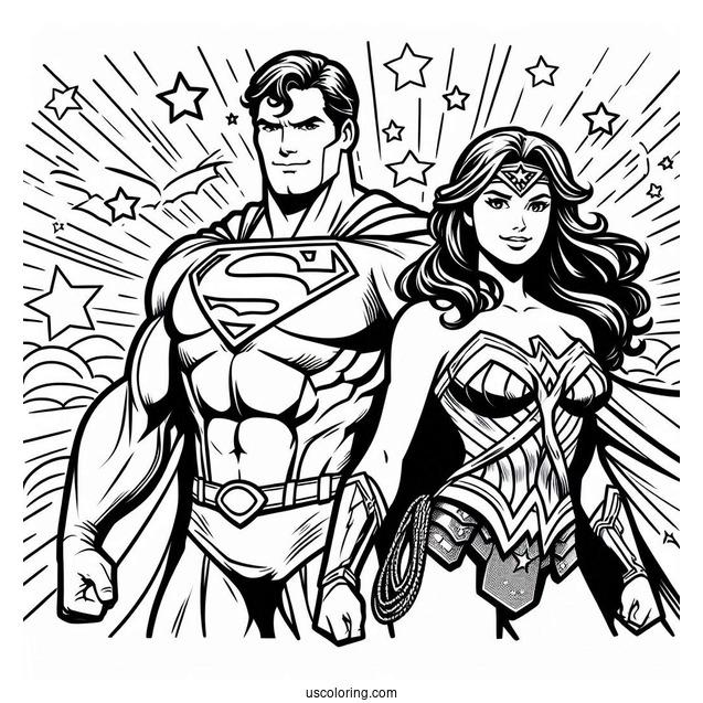 Superman And Wonder Woman Coloring Sheet