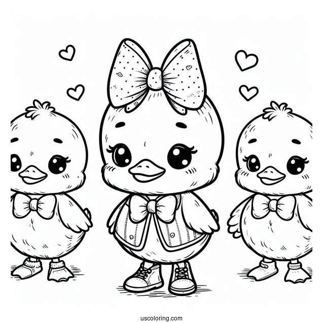 Cute Coloring Page Duck Wearing A Bowtie