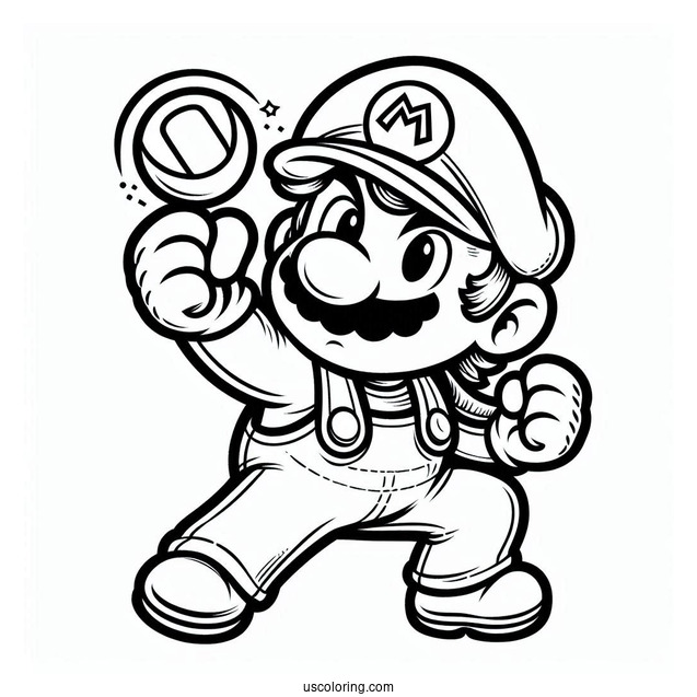 Mario In Super Smash Bros Coloring Page For Kids