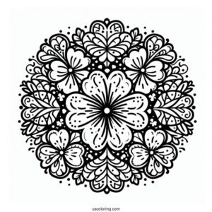 St. Patrick's Day Coloring Page Of Pretty Clover Mandala