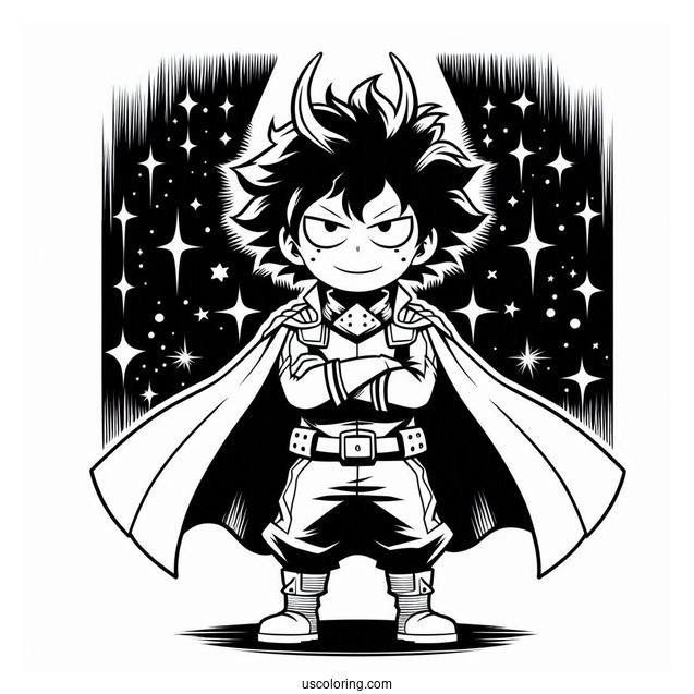 Villain Deku Coloring Page At Night