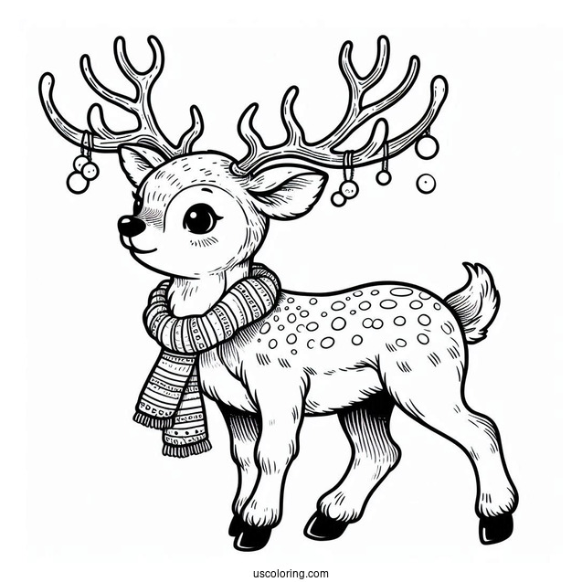 Rudolph Coloring Page With Huge Antlers And Spotted Body