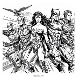 Justice League Coloring Page Poster