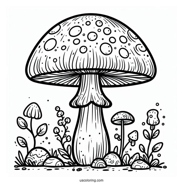Fantastical Mushroom Coloring Page