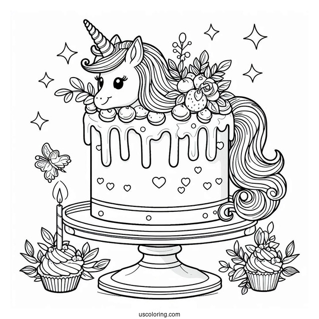 Unicorn Cake On Pedestal