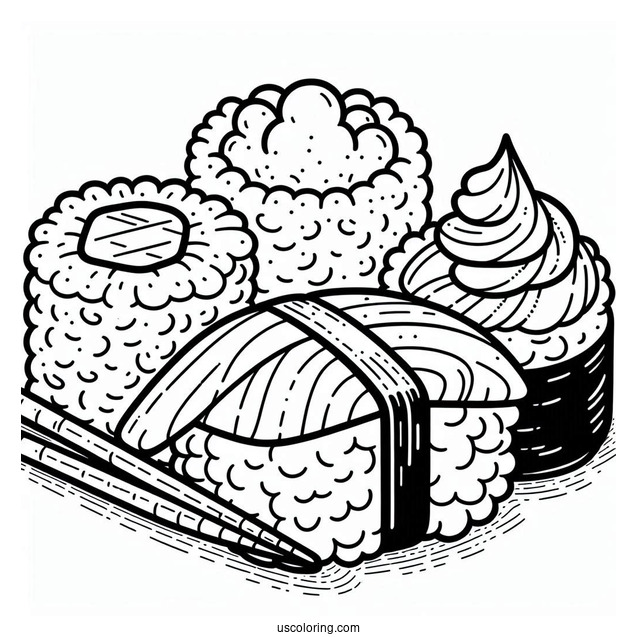 Adorable Nigiri And Temari Sushi Coloring Pages Variety