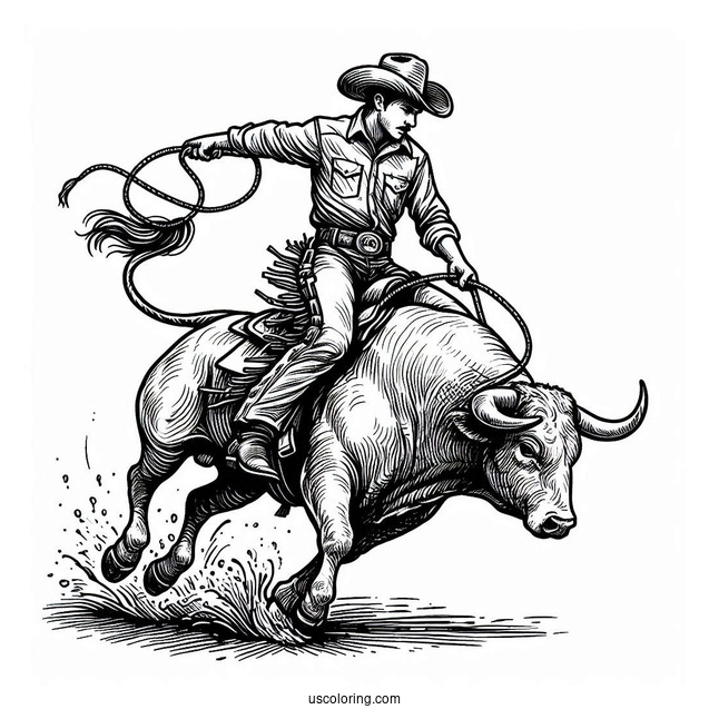 Rodeo Cowboy On Bull