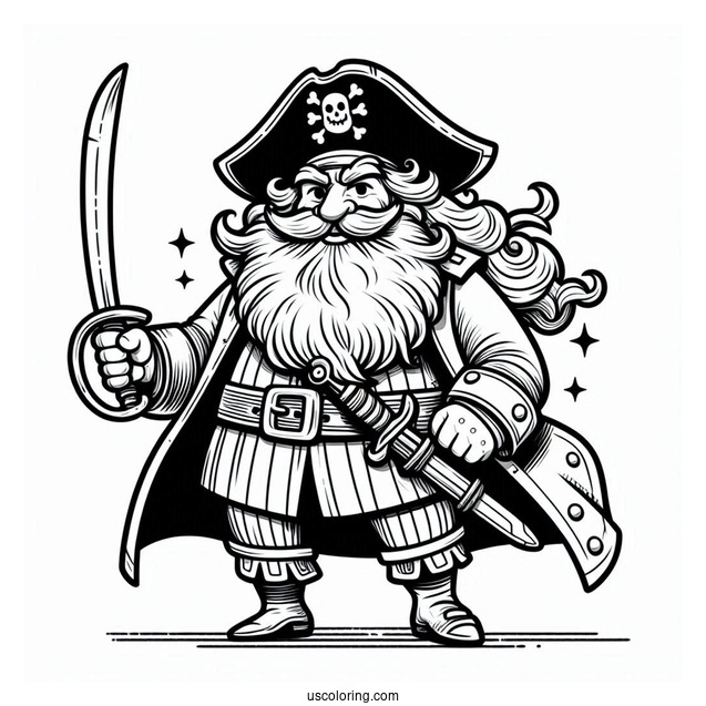 Stout Pirate Coloring Page Captain With A Sword For Kids