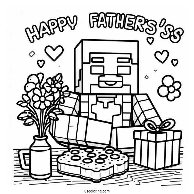 Minecraft Steve With Happy Father's Day Coloring Page