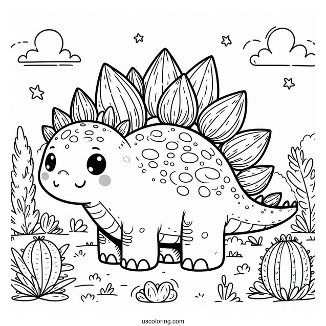 Cute Stegosaurus Coloring Page For Preschoolers