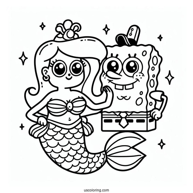 SpongeBob Coloring Page Mermaid Man