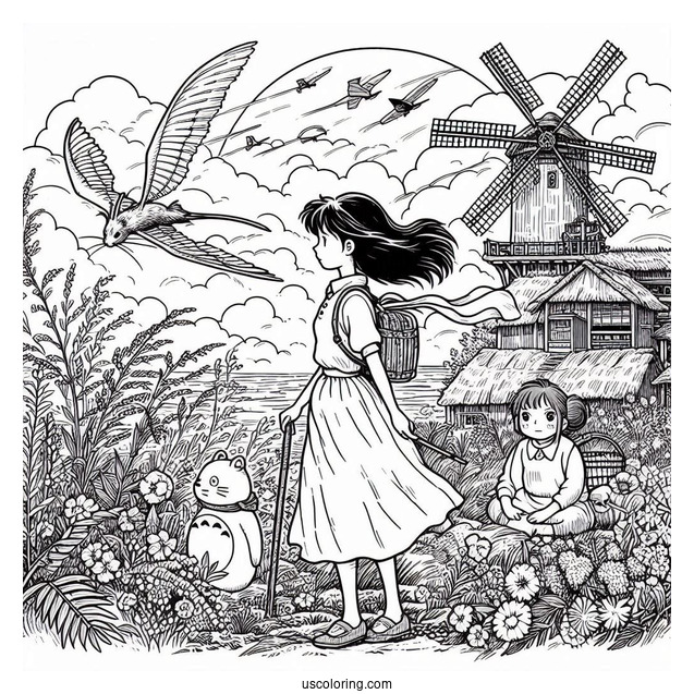 Studio Ghibli Coloring Page of The Wind Rises Nahoko Satomi Painting