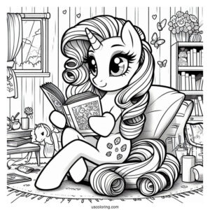Rarity Coloring Page Reading A Magazine In Her Room