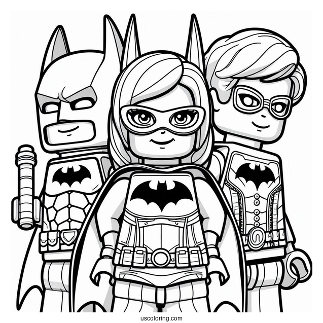Lego Batman With Batgirl And Robin Coloring