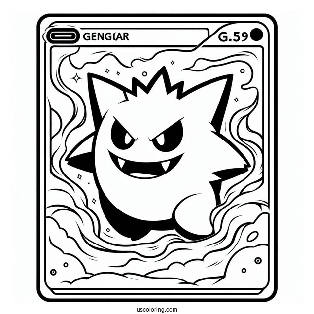 Gengar Manipulate Pokemon Card Coloring Page