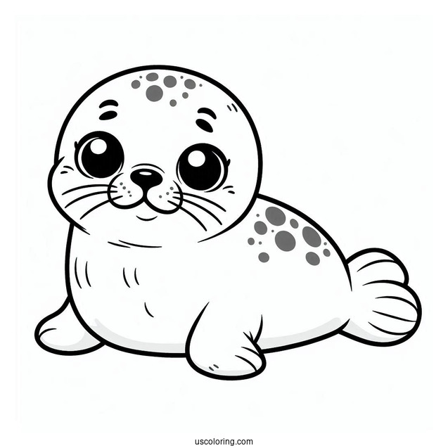 Smiling Baby Seal Coloring Page For Preschoolers