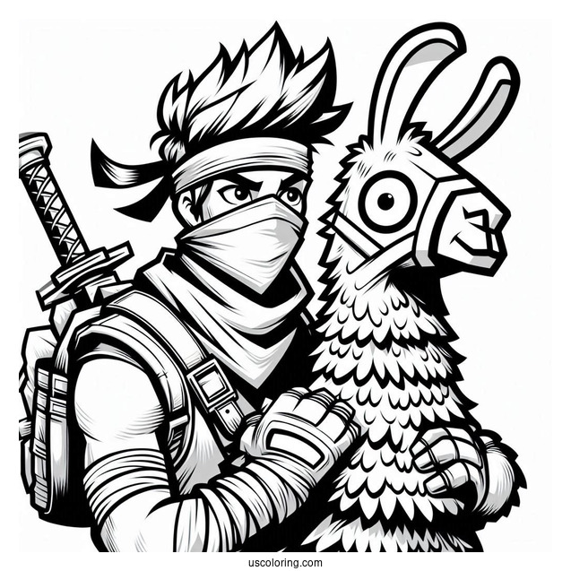 Fortnite Ninja With Llama Coloring In