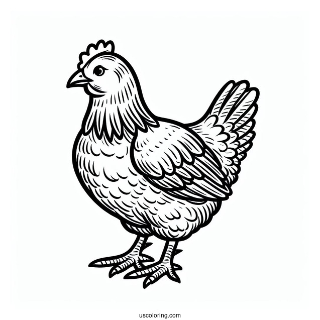 Easy Outline Of a Common Farm Chicken