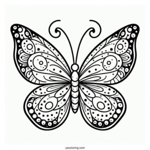 Easy Outline Of Butterfly With Spots On Wings