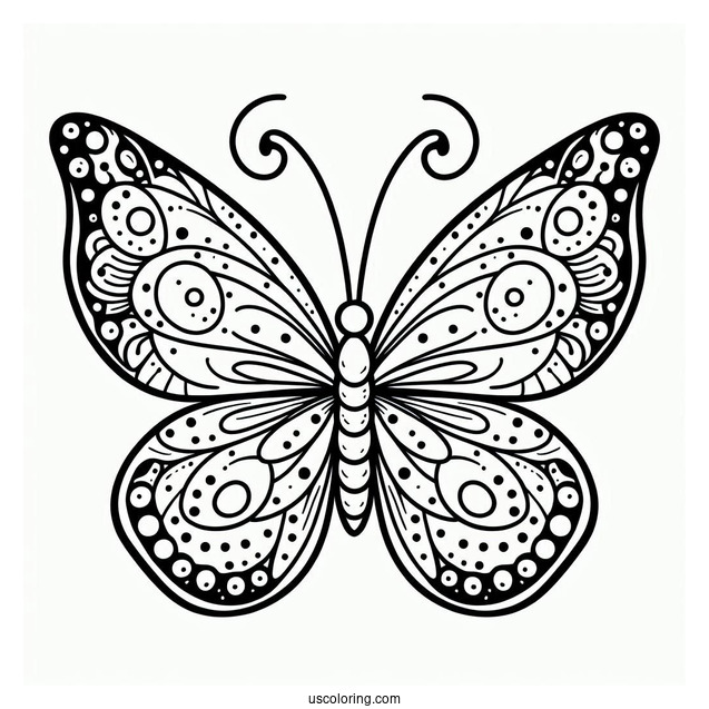 Easy Outline Of Butterfly With Spots On Wings