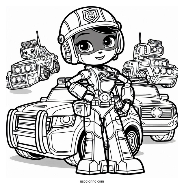 Chase The Police Rescue Bots Coloring Page
