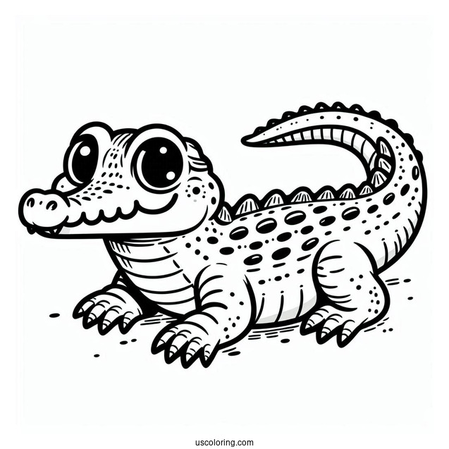 Simple Outline Of a Freshwater Crocodile To Color