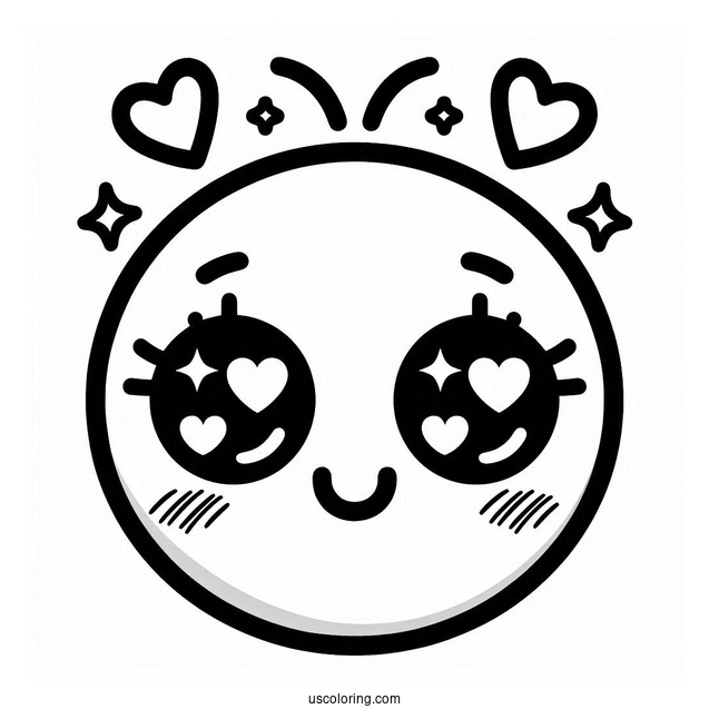 Smiling Face With Heart Eyes Emoji Coloring Page For Preschoolers