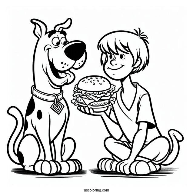 Shaggy And Scooby-Doo Looking At Burger To Eat