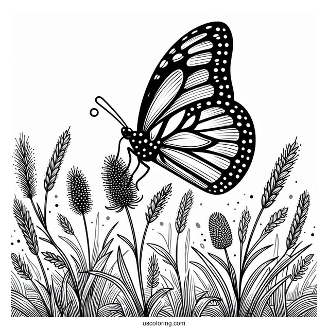 Monarch Butterfly Hovering On Grass