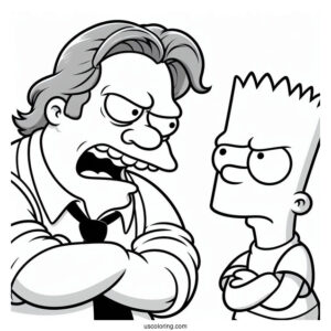 Simpsons Coloring Pages Of Combic Book Guy Jeff Albertson Frowning At Bart Simpson