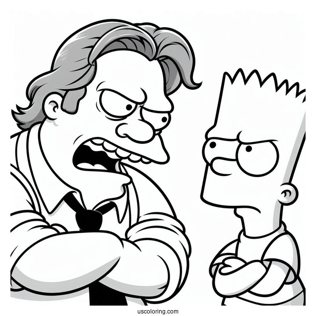 Simpsons Coloring Pages Of Combic Book Guy Jeff Albertson Frowning At Bart Simpson