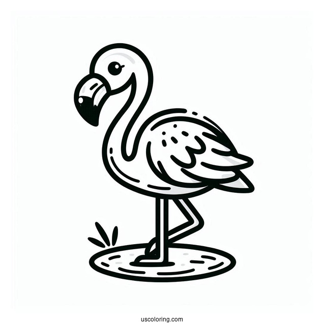 Cute Cartoon Flamingo To Color For Preschoolers