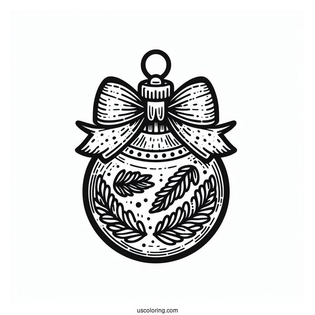 Christmas Ornaments Coloring Page Of Bulb Wrapped In Bow