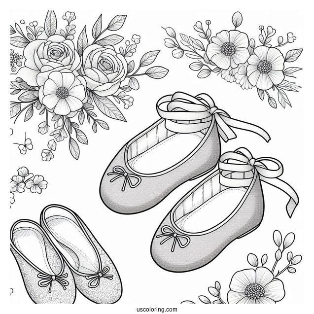 Girl_s Ballet Flats To Color For Preschoolers