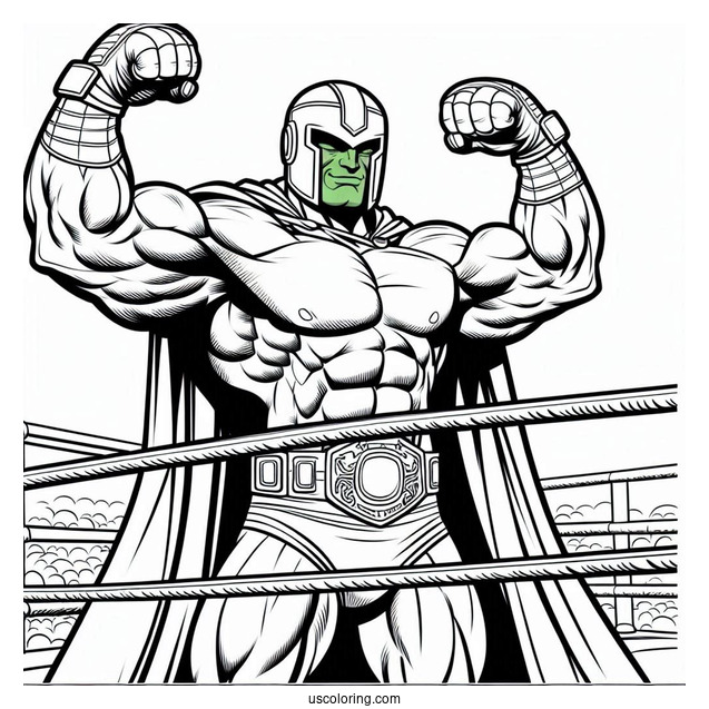 Hulk Coloring Page With Helmet Fighting In A Stadium