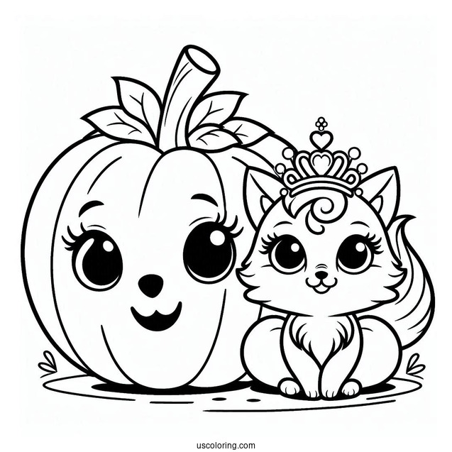 Easy Pumpkin Outline Palace Pets Coloring Page For Preschoolers