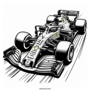Ferrari F1 Coloring Page SF 23 On Race Track