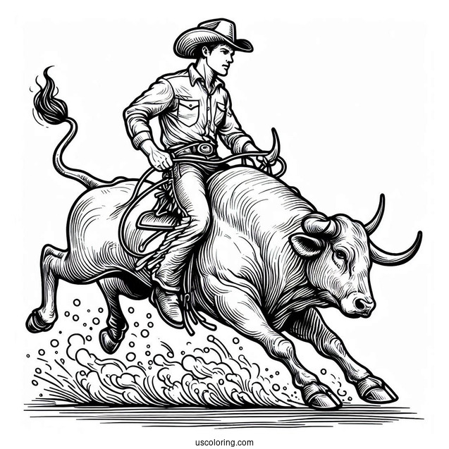 Rodeo Cowboy On Bull