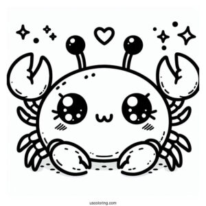 Kawaii Smiling Crab Coloring Page For Preschoolers