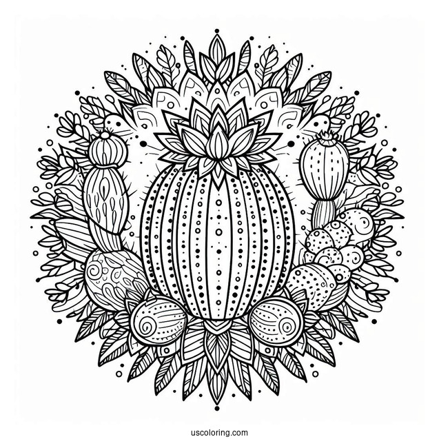 Cactus Mandala To Color For Relaxation