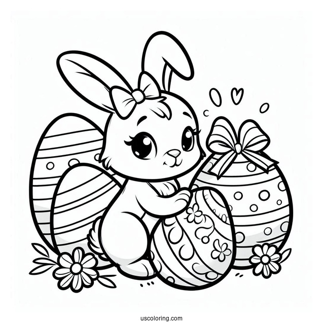 Disney Easter Bunny Coloring Page Outline With Eggs