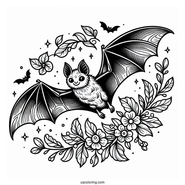Fruit Bat Coloring Page Flying