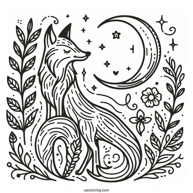 Simple Fox Coloring Page For Kids