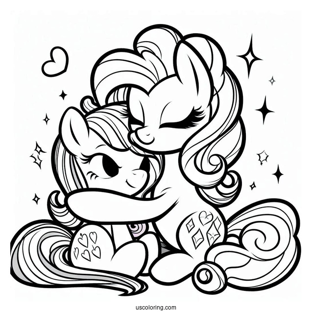 Pinkie Pie Coloring Page Hugging Twilight Sparkle