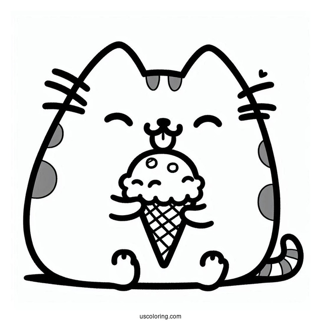 Pusheen Cat Eating Ice Cream