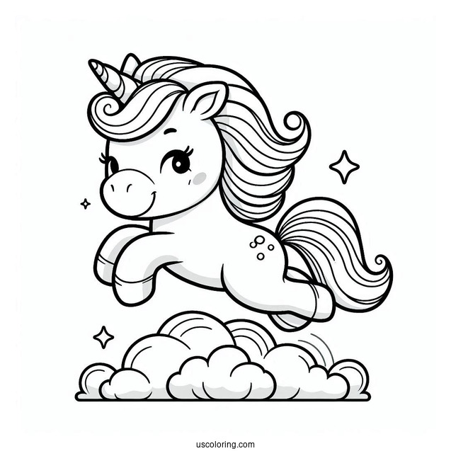 Cute Coloring Page Unicorn Leaping In The Air For Preschoolers