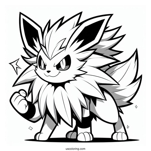 Smirking Jolteon Coloring Page In Fighting Stance