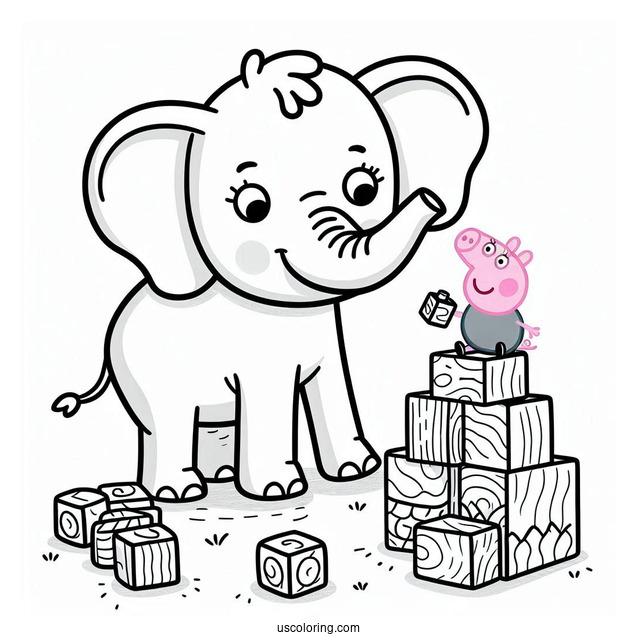 Emily The Elephant Playing With Wood Blocks